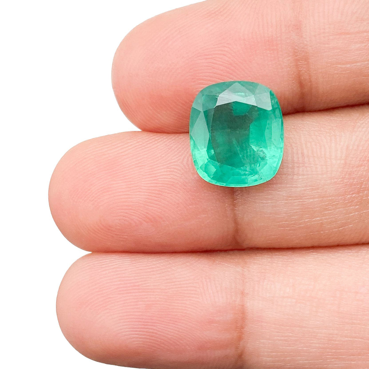 4.48ct | Brilliant Cut Cushion Shape Brazil Emerald - Modern Rustic Diamond