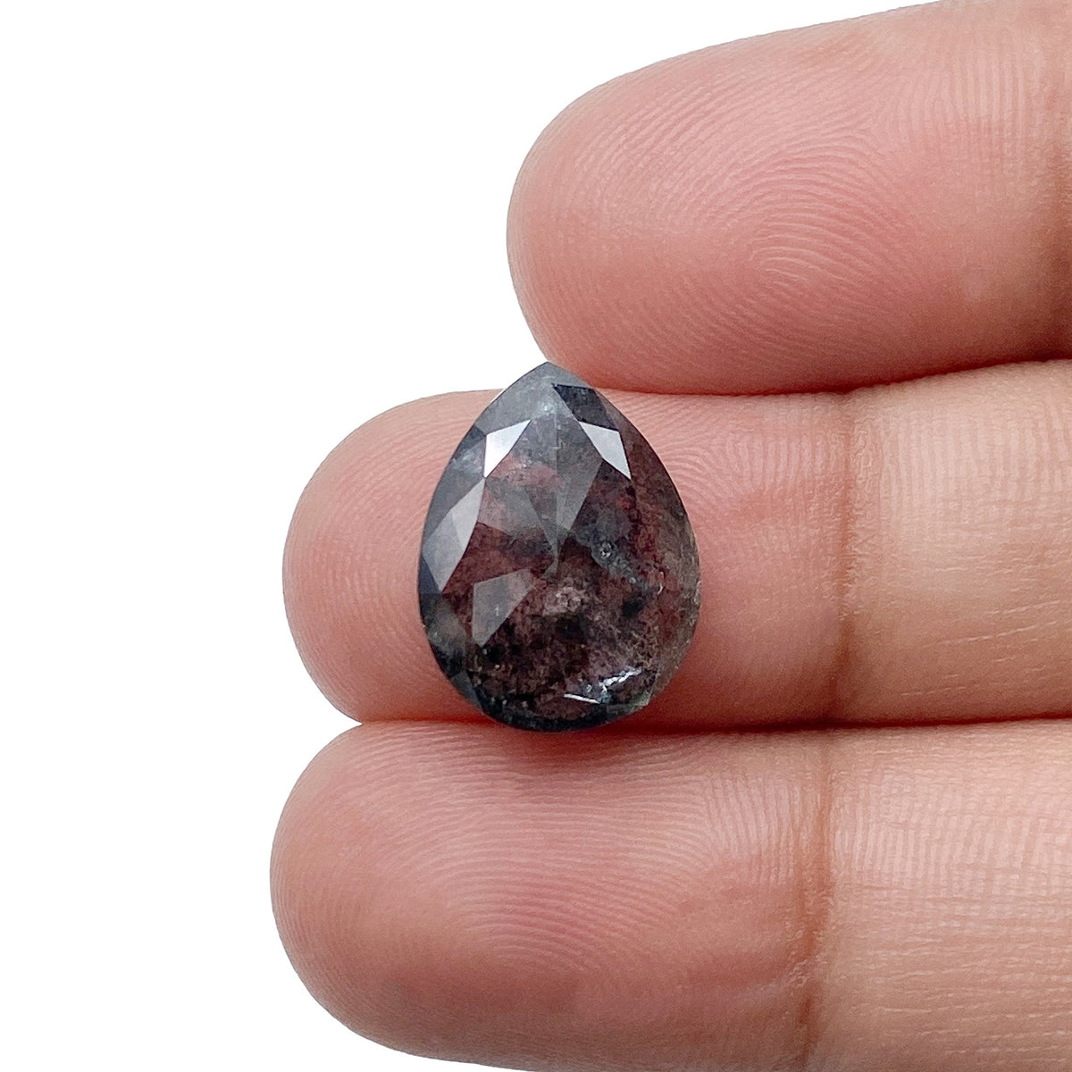 4.51ct | Salt & Pepper Pear Shape Rose Cut Diamond - Modern Rustic Diamond