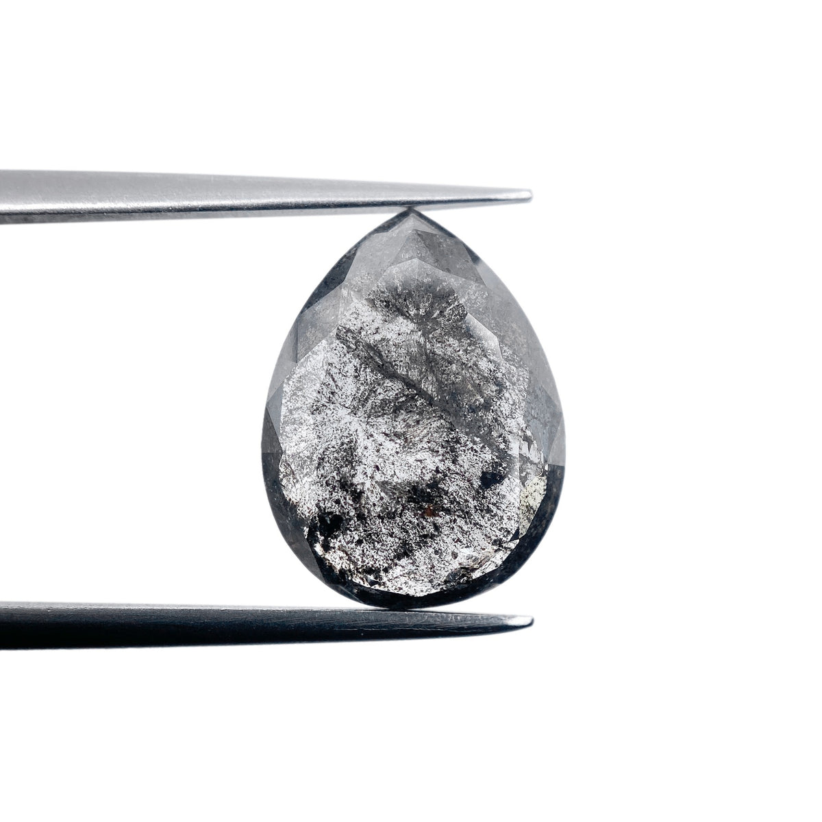 4.51ct | Salt & Pepper Pear Shape Rose Cut Diamond - Modern Rustic Diamond