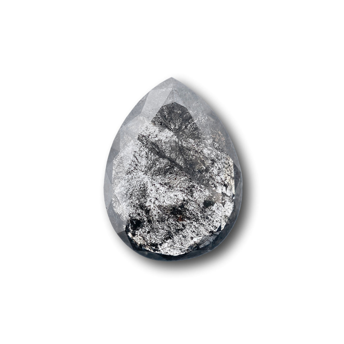 4.51ct | Salt & Pepper Pear Shape Rose Cut Diamond - Modern Rustic Diamond