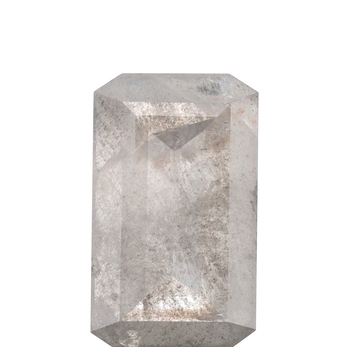 4.54ct | Salt & Pepper Emerald Shape Step Cut Diamond - Modern Rustic Diamond