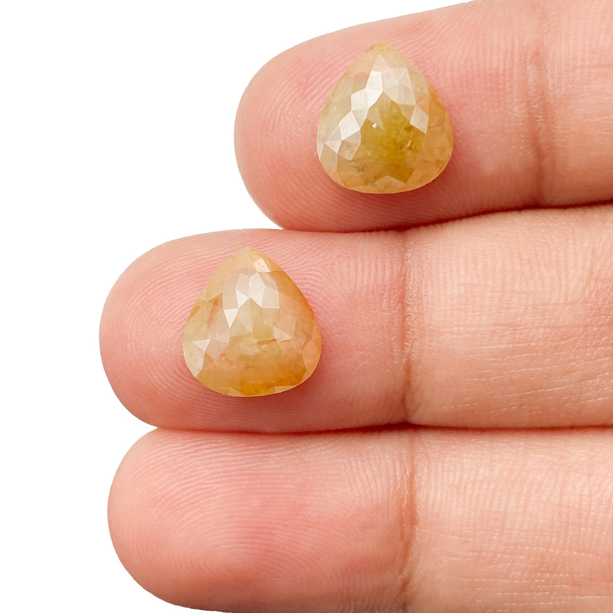 4.56cttw | Salt & Pepper Pear Shape Rose Cut Diamond Matched Pair - Modern Rustic Diamond