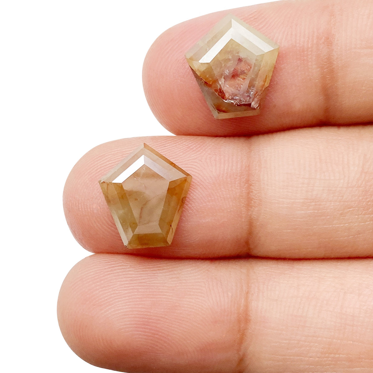 4.58cttw | Rustic  Shield Shape Rose Cut Diamond Matched Pair - Modern Rustic Diamond