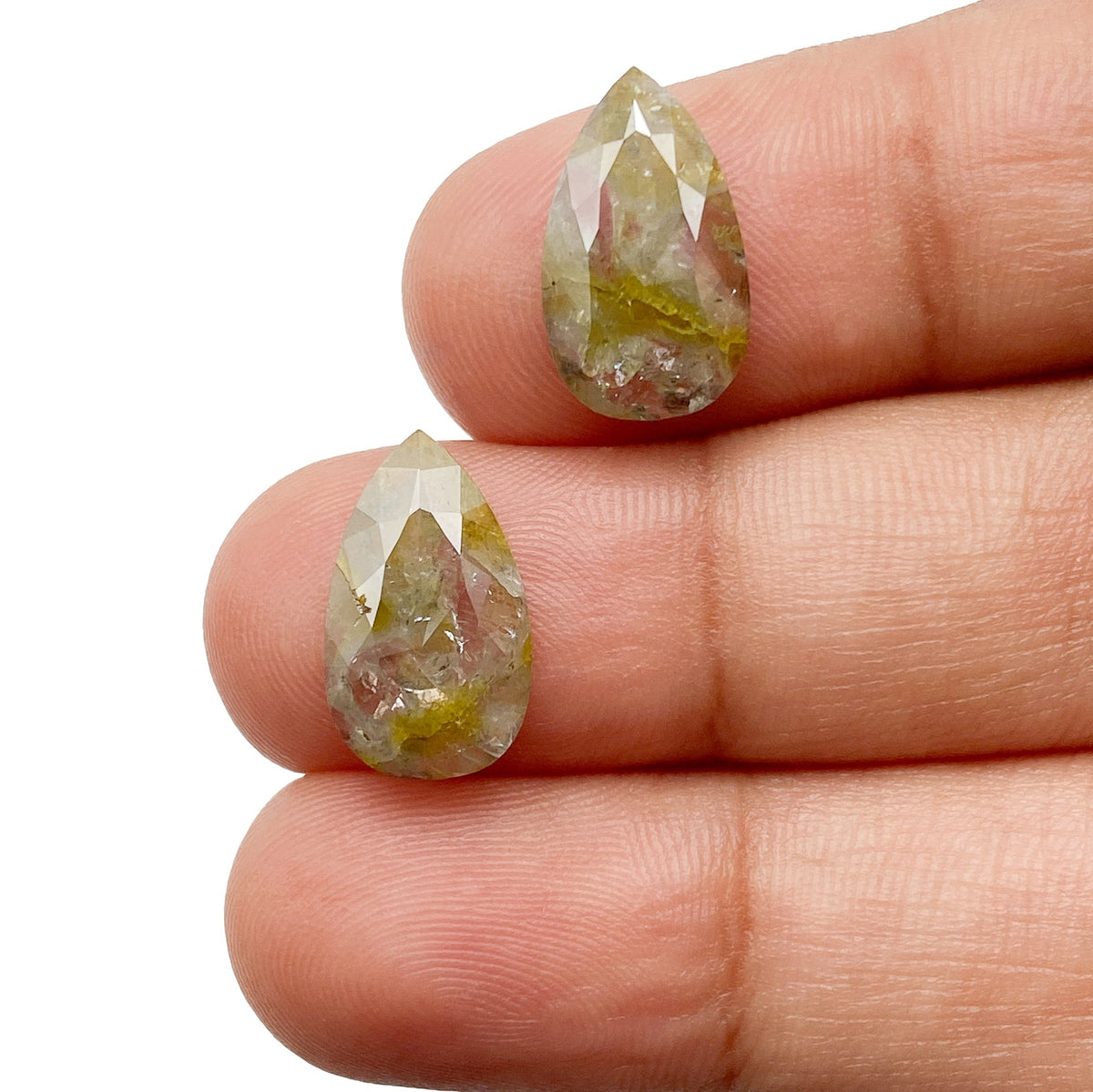 4.66cttw | Salt & Pepper Pear Shape Rose Cut Diamond Matched Pair - Modern Rustic Diamond