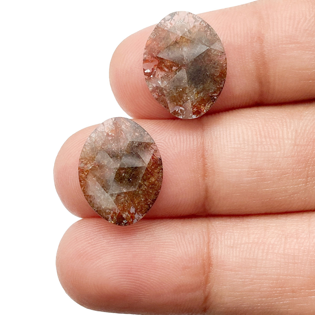 4.69cttw | Rustic  Oval Shape Rose Cut Diamond Matched Pair - Modern Rustic Diamond