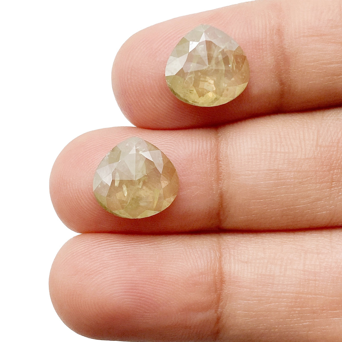 4.69cttw | Salt & Pepper Pear Shape Rose Cut Diamond Matched Pair - Modern Rustic Diamond