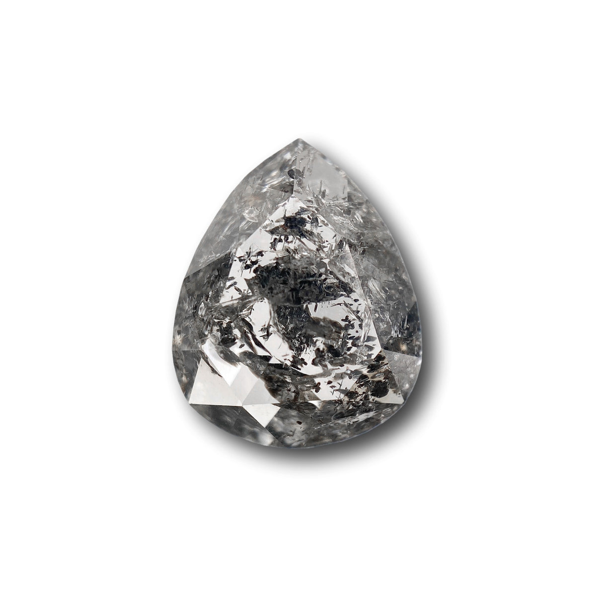 4.70ct | Salt & Pepper Pear Shape Rose Cut Diamond - Modern Rustic Diamond