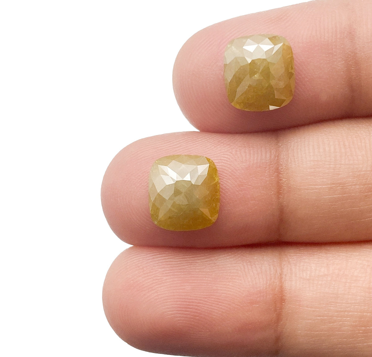4.70cttw | Salt & Pepper Cushion Shape Rose Cut Diamond Matched Pair - Modern Rustic Diamond