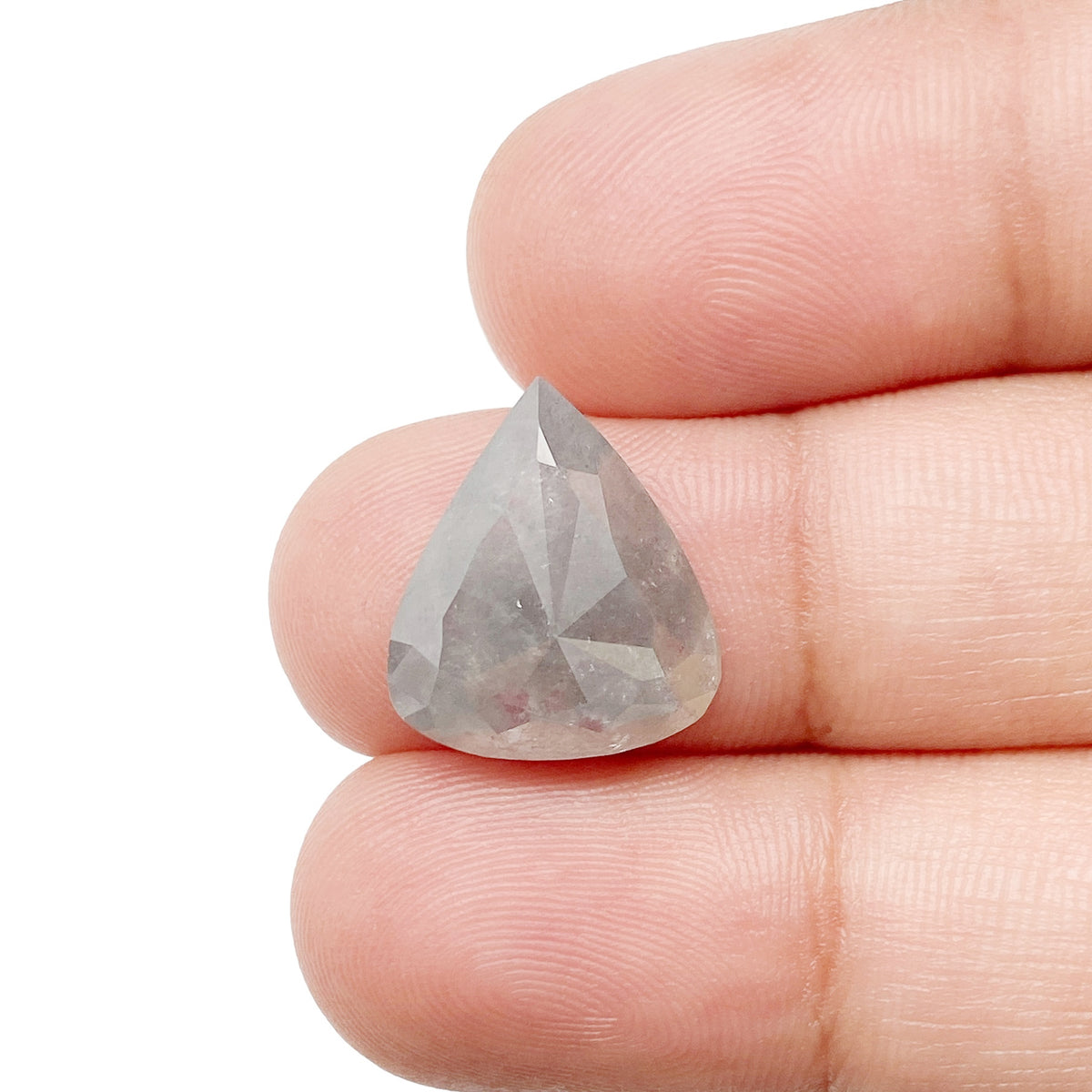 4.71ct | Salt & Pepper Pear Shape Rose Cut Diamond - Modern Rustic Diamond