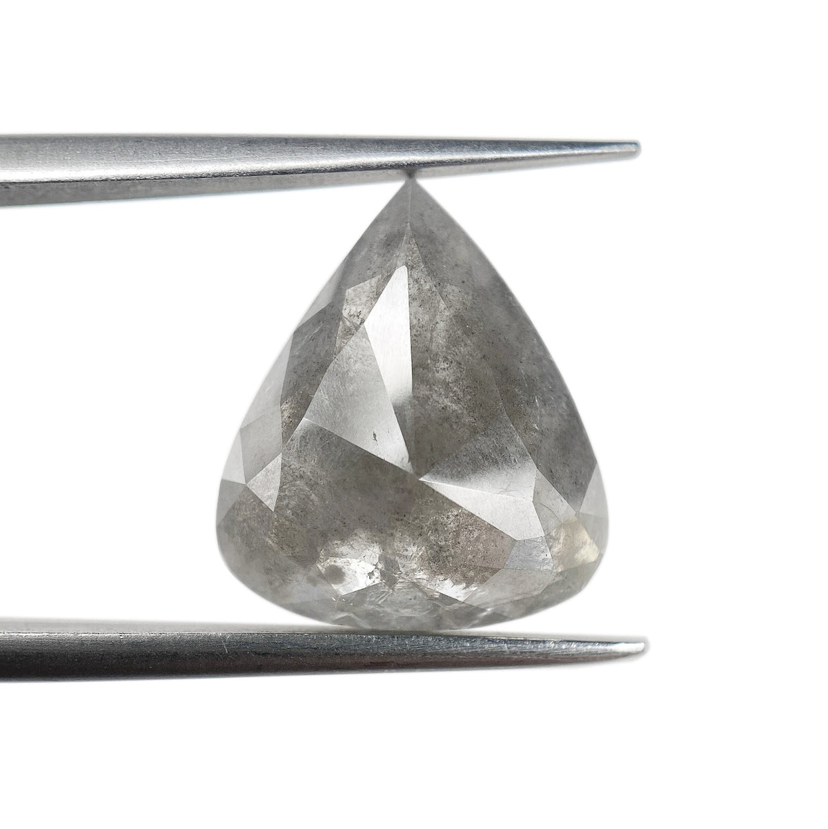 4.71ct | Salt & Pepper Pear Shape Rose Cut Diamond - Modern Rustic Diamond