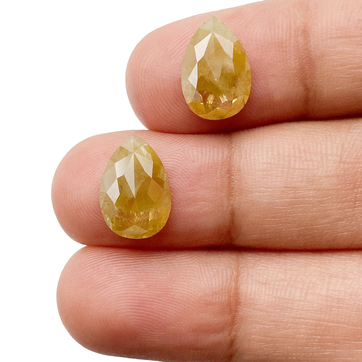 4.81cttw | Salt & Pepper Pear Shape Rose Cut Diamond Matched Pair - Modern Rustic Diamond