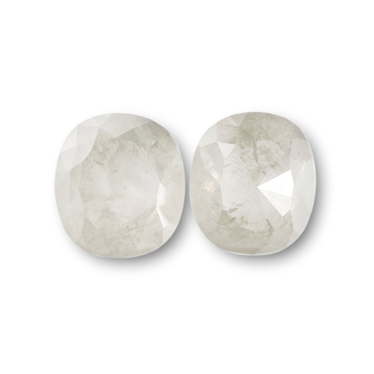 4.88cttw | Salt & Pepper Cushion Shape Rose Cut Diamond Matched Pair - Modern Rustic Diamond