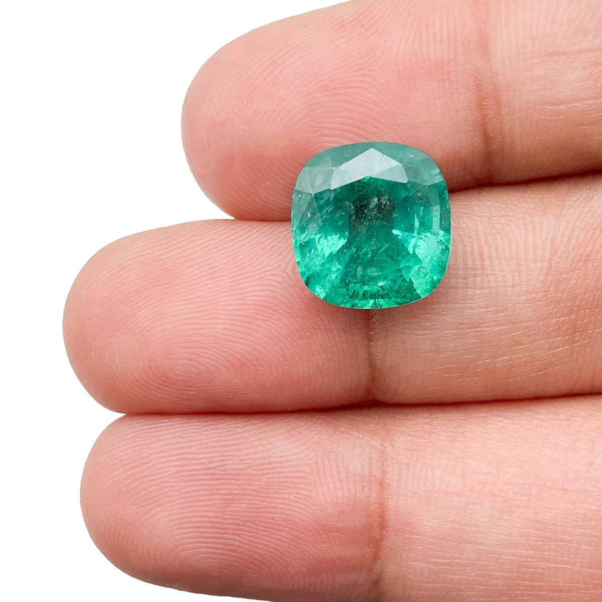 4.91ct | Brilliant Cut Cushion Shape Brazil Emerald - Modern Rustic Diamond