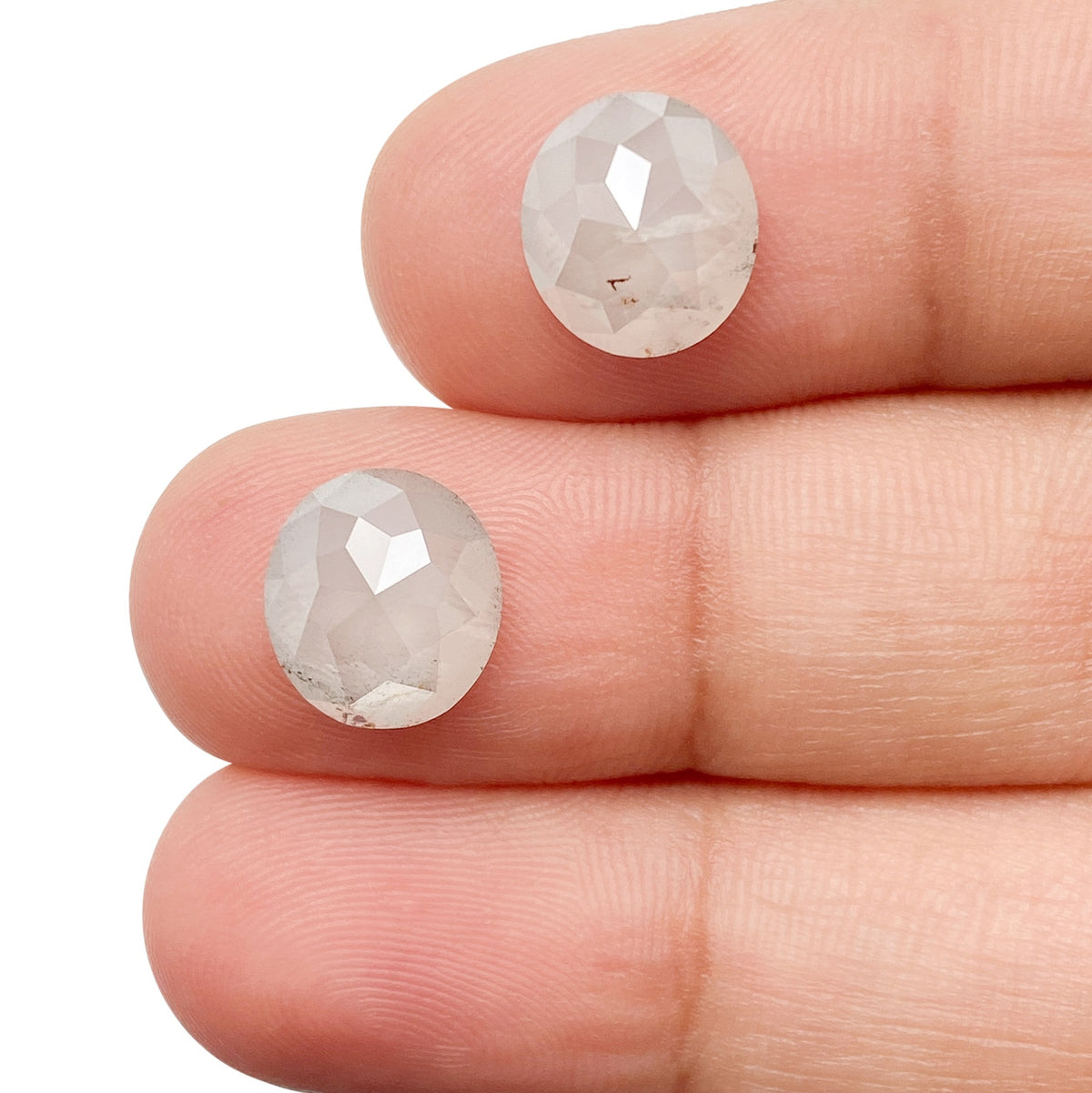 4.96cttw | Salt & Pepper Oval Shape Rose Cut Diamond Matched Pair - Modern Rustic Diamond