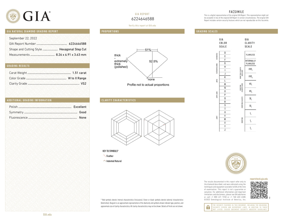 1.51ct | W-X/VS2 Hexagon Shape Step Cut Diamond (GIA) - Modern Rustic Diamond