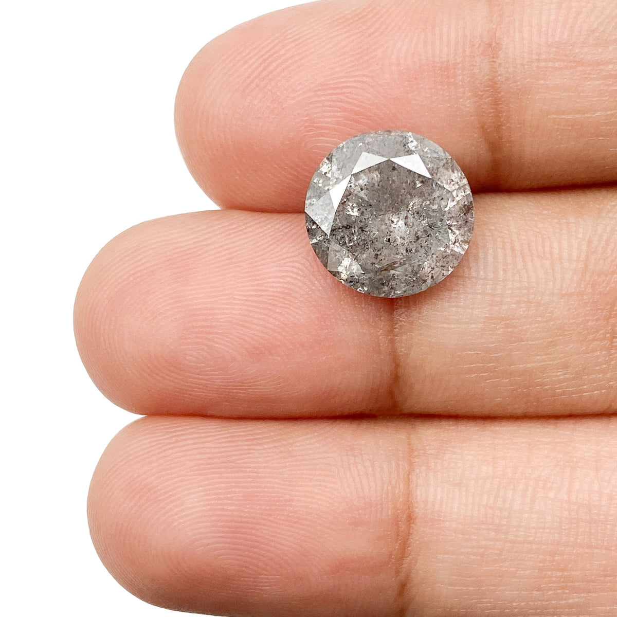5.00ct | Salt & Pepper Round Shape Brilliant Cut Diamond - Modern Rustic Diamond