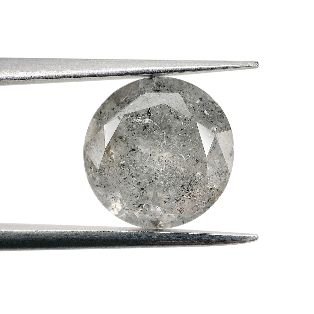 5.00ct | Salt & Pepper Round Shape Brilliant Cut Diamond - Modern Rustic Diamond