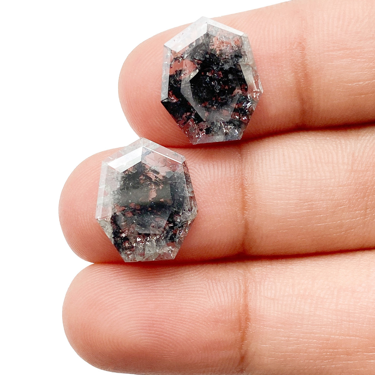 5.07cttw | Rustic  Shield Shape Rose Cut Diamond Matched Pair - Modern Rustic Diamond