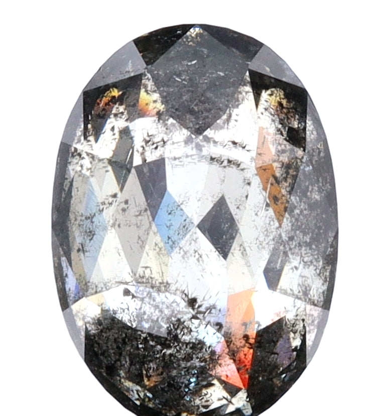 1.91ct | Salt & Pepper Oval Shape Rose Cut Diamond - Modern Rustic Diamond