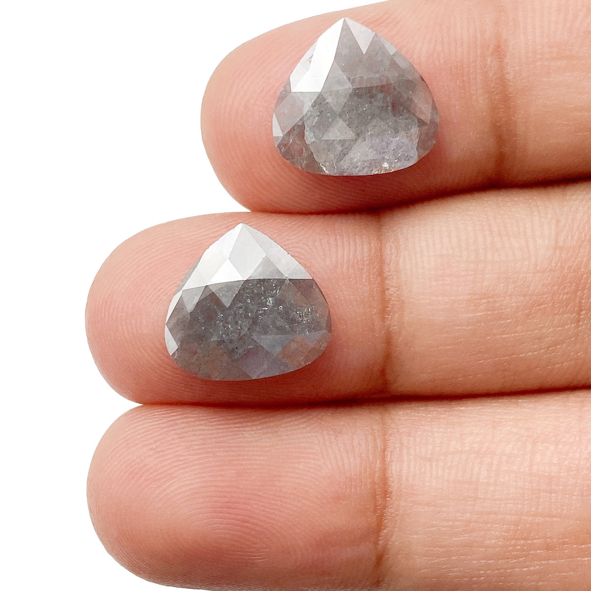 5.10cttw | Rustic  Pear Shape Rose Cut Diamond Matched Pair - Modern Rustic Diamond