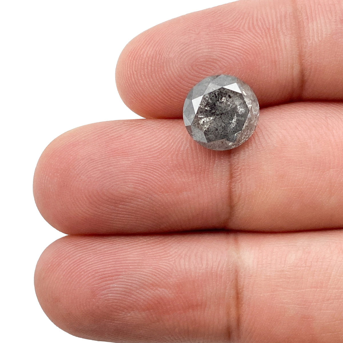 5.15ct | Salt & Pepper Round Shape Brilliant Cut Diamond - Modern Rustic Diamond