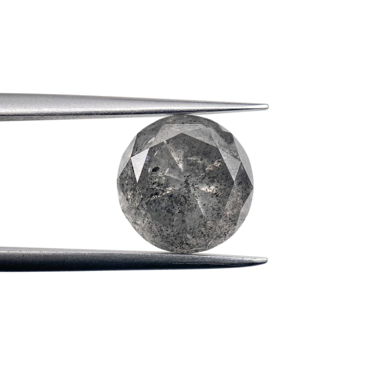 5.15ct | Salt & Pepper Round Shape Brilliant Cut Diamond - Modern Rustic Diamond