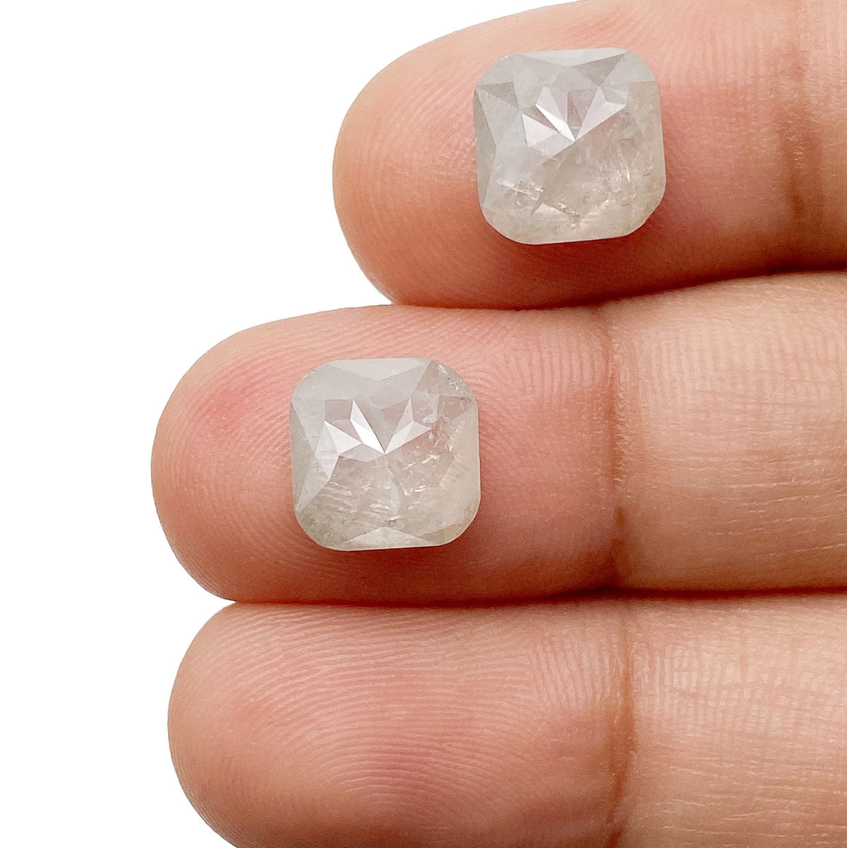 5.20cttw | Salt & Pepper Cushion Shape Brilliant Cut Diamond Matched Pair - Modern Rustic Diamond