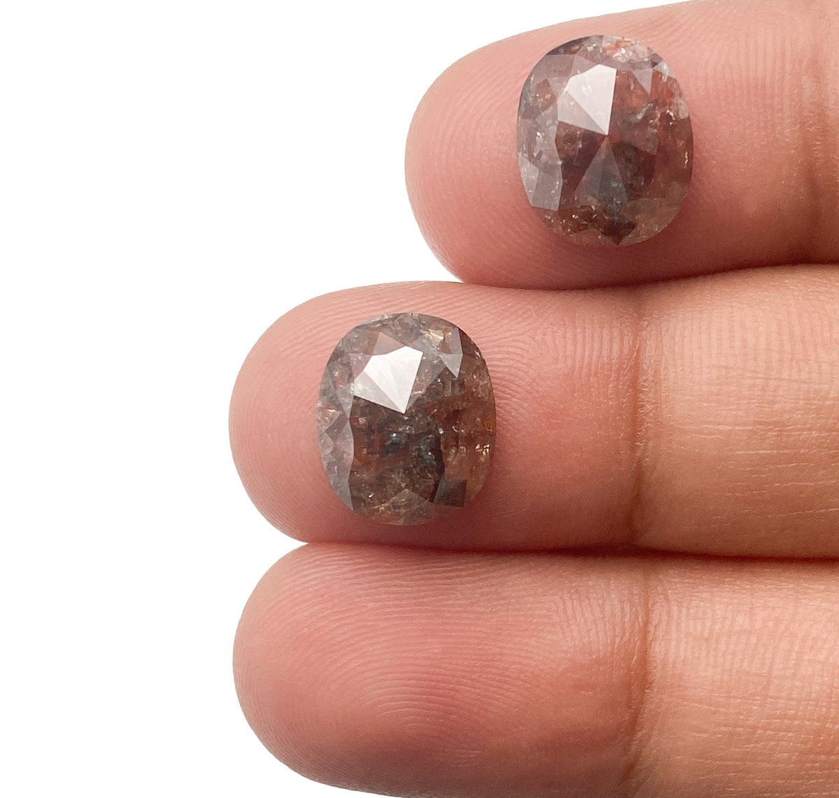5.24cttw | Rustic  Cushion Shape Rose Cut Diamond Matched Pair - Modern Rustic Diamond
