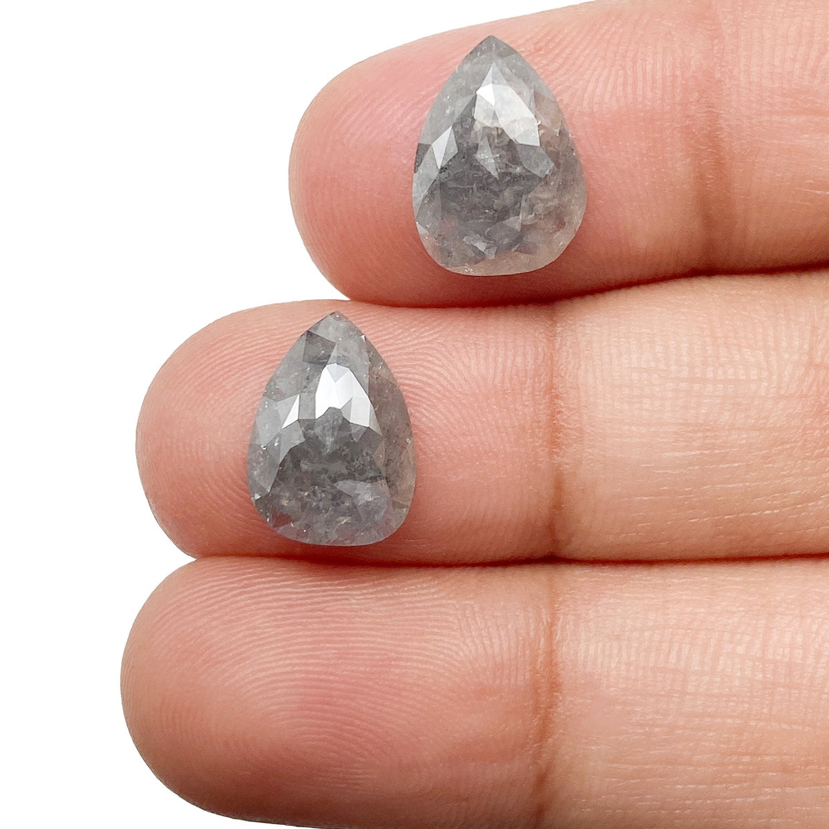 5.29cttw | Rustic  Pear Shape Brilliant Cut Diamond Matched Pair - Modern Rustic Diamond