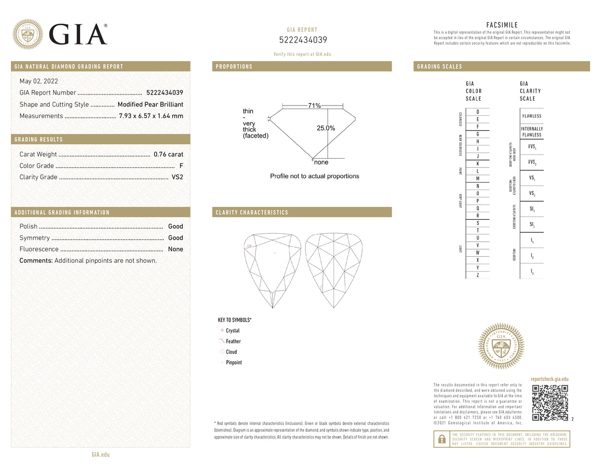 0.76ct | F/VS2 Pear Shape Rose Cut Diamond (GIA) - Modern Rustic Diamond
