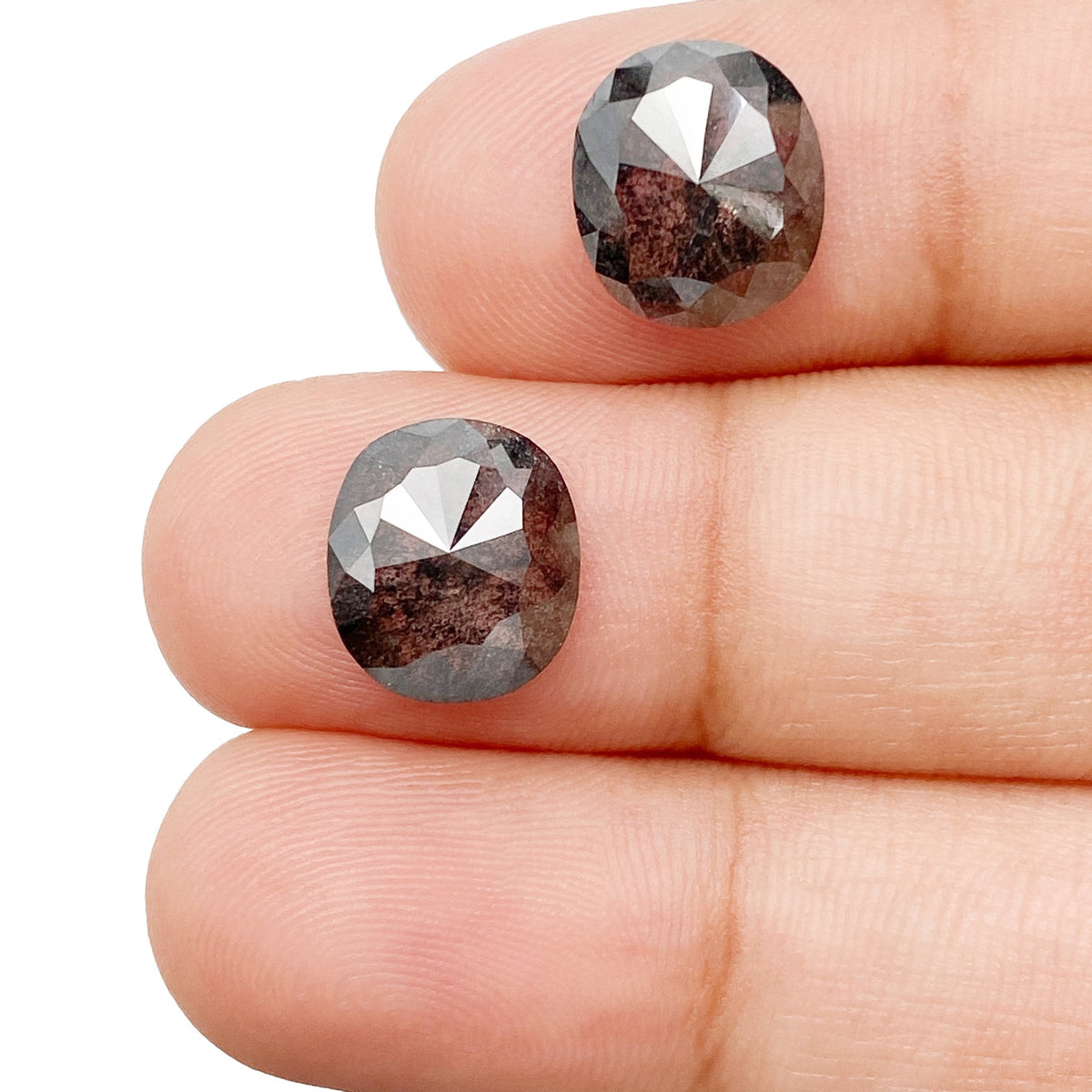 5.42cttw | Rustic Cushion Shape Rose Cut Diamond Matched Pair - Modern Rustic Diamond
