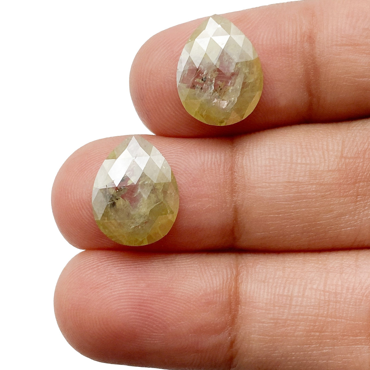 5.54cttw | Salt & Pepper Pear Shape Rose Cut Diamond Matched Pair - Modern Rustic Diamond