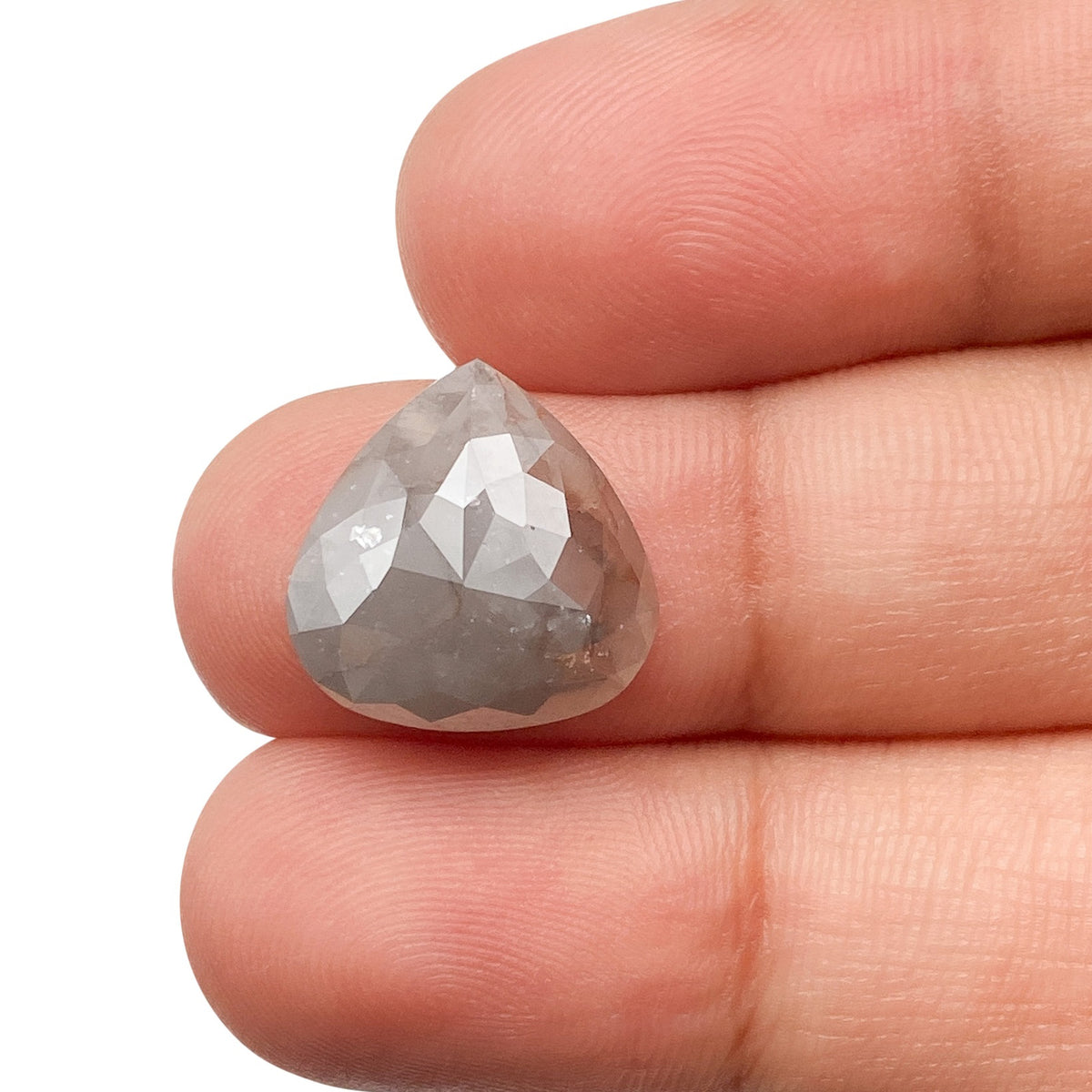5.64ct | Salt & Pepper Pear Shape Rose Cut Diamond - Modern Rustic Diamond