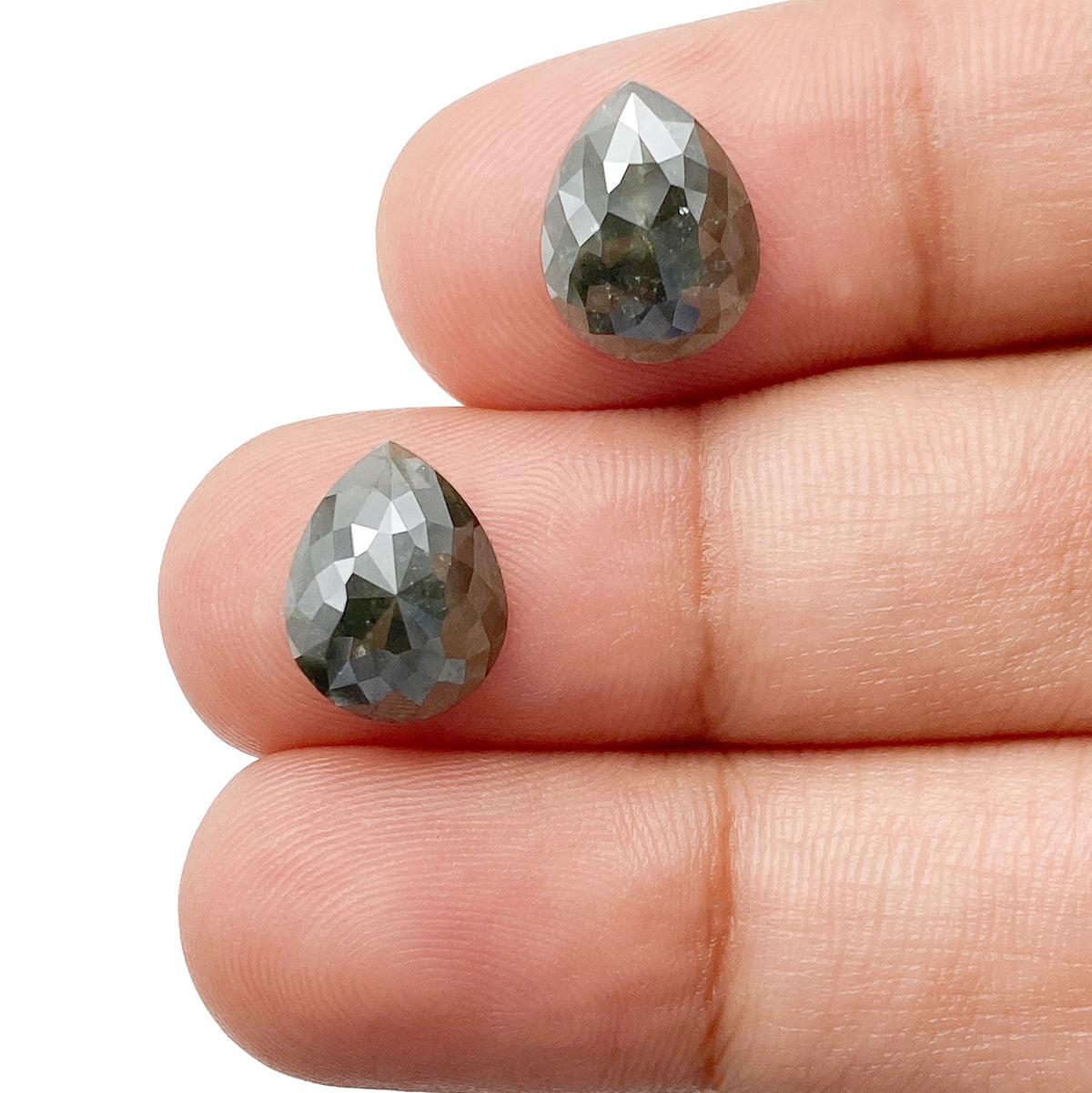 5.66cttw | Rustic  Pear Shape Rose Cut Diamond Matched Pair - Modern Rustic Diamond