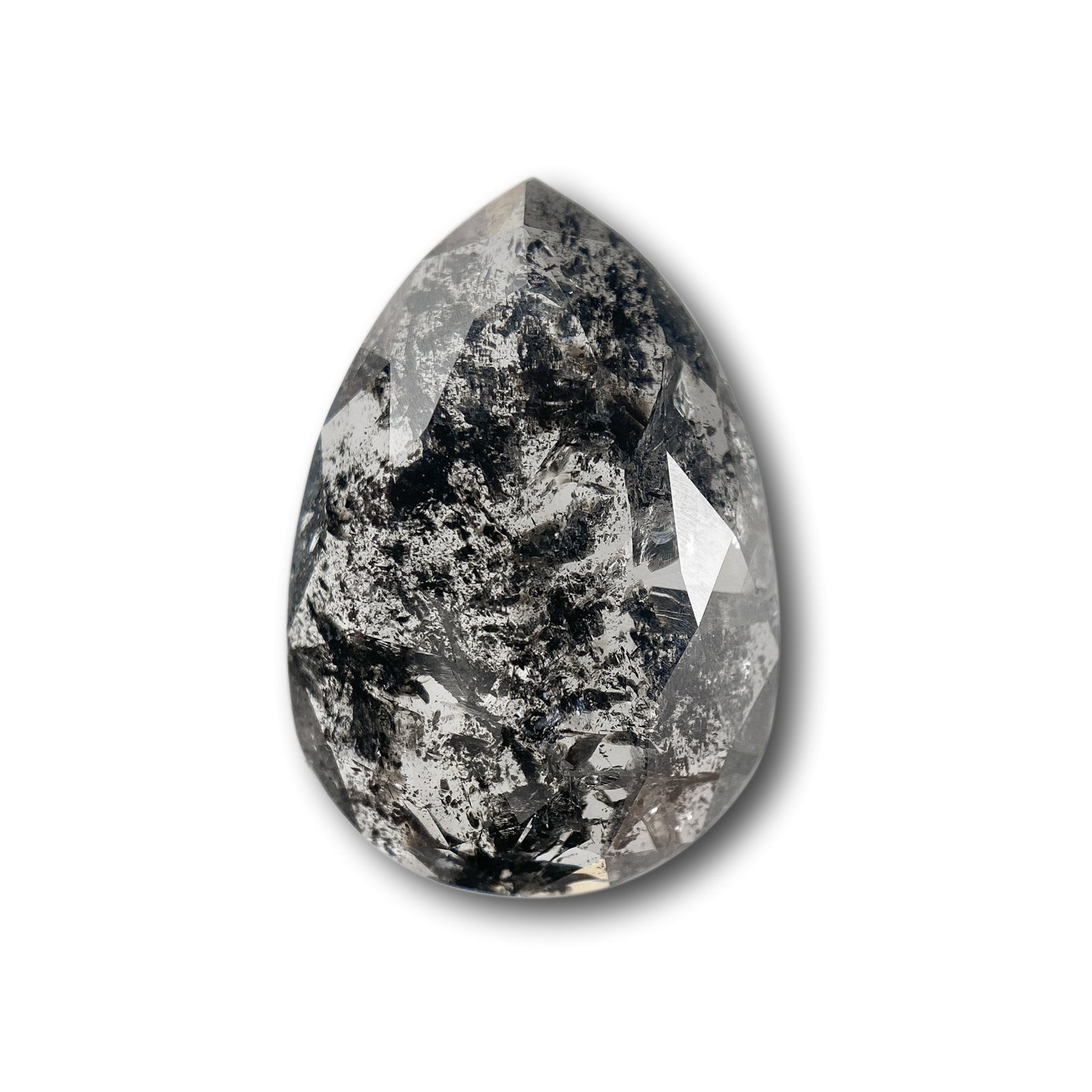 5.67ct | Salt & Pepper Pear Shape Rose Cut Diamond - Modern Rustic Diamond