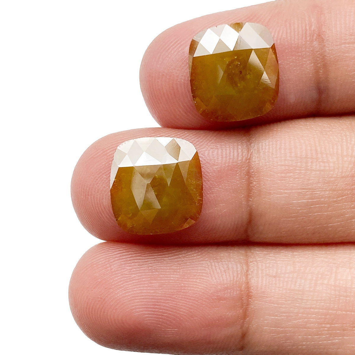 5.79cttw | Salt & Pepper Cushion Shape Rose Cut Diamond Matched Pair - Modern Rustic Diamond