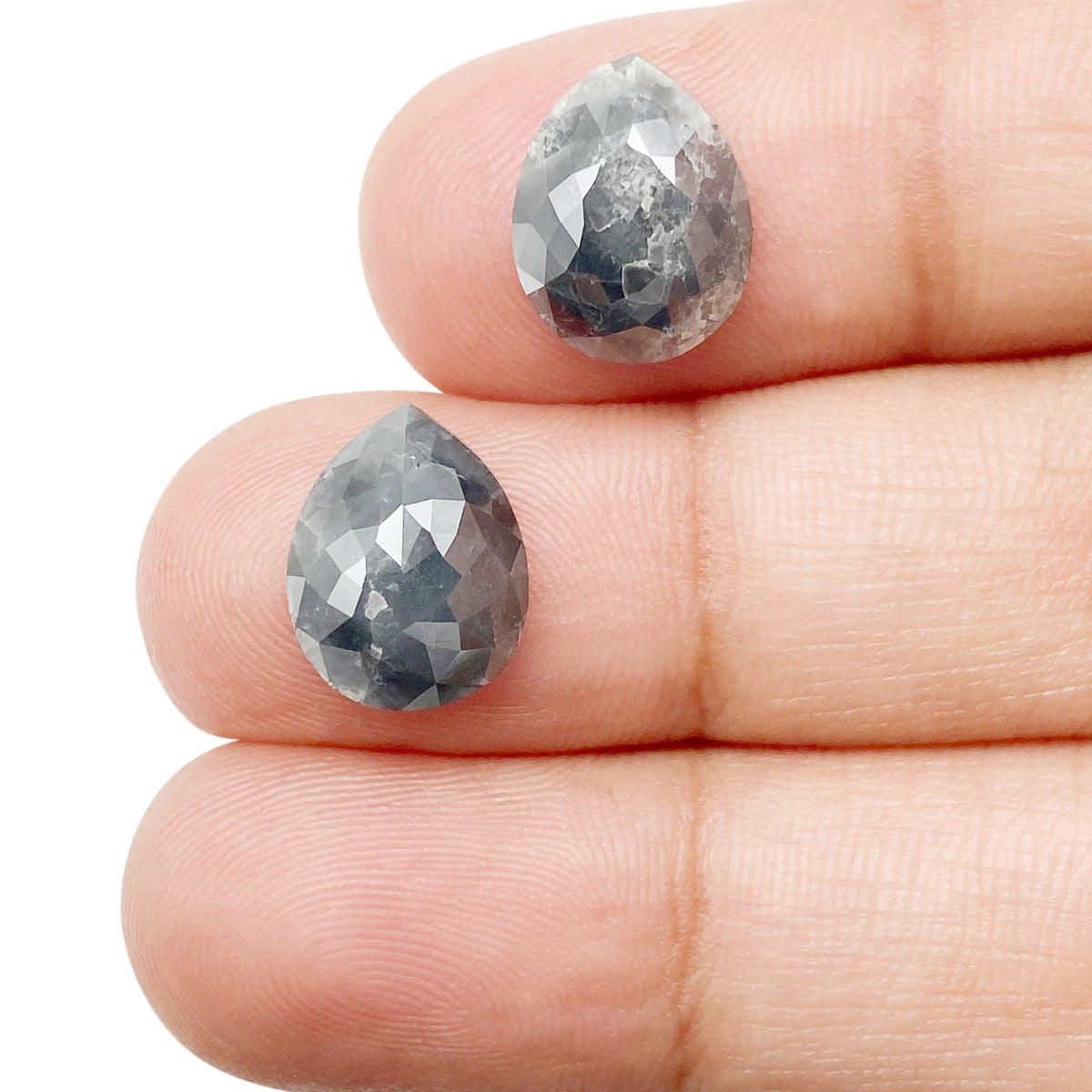 6.06cttw | Rustic Gray  Pear Shape Brilliant Cut Diamond Matched Pair - Modern Rustic Diamond