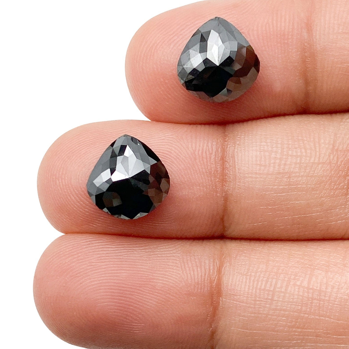 6.30cttw | Black Pear Shape Rose Cut Diamond Matched Pair-Modern Rustic Diamond