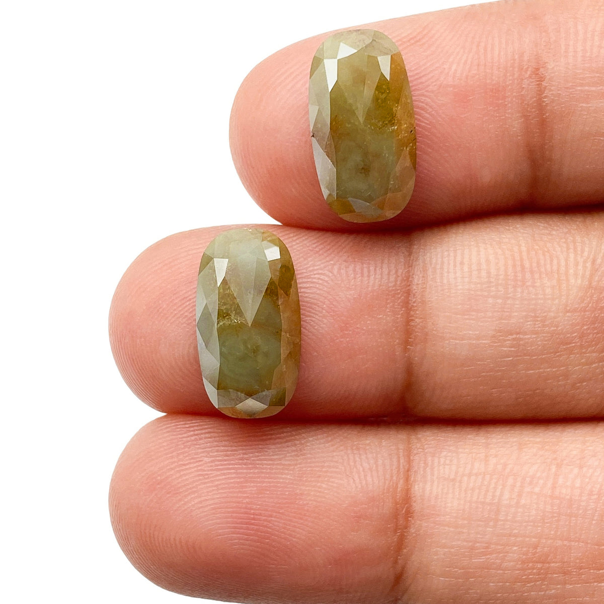 6.31cttw | Rustic  Oval Shape Rose Cut Diamond Matched Pair - Modern Rustic Diamond