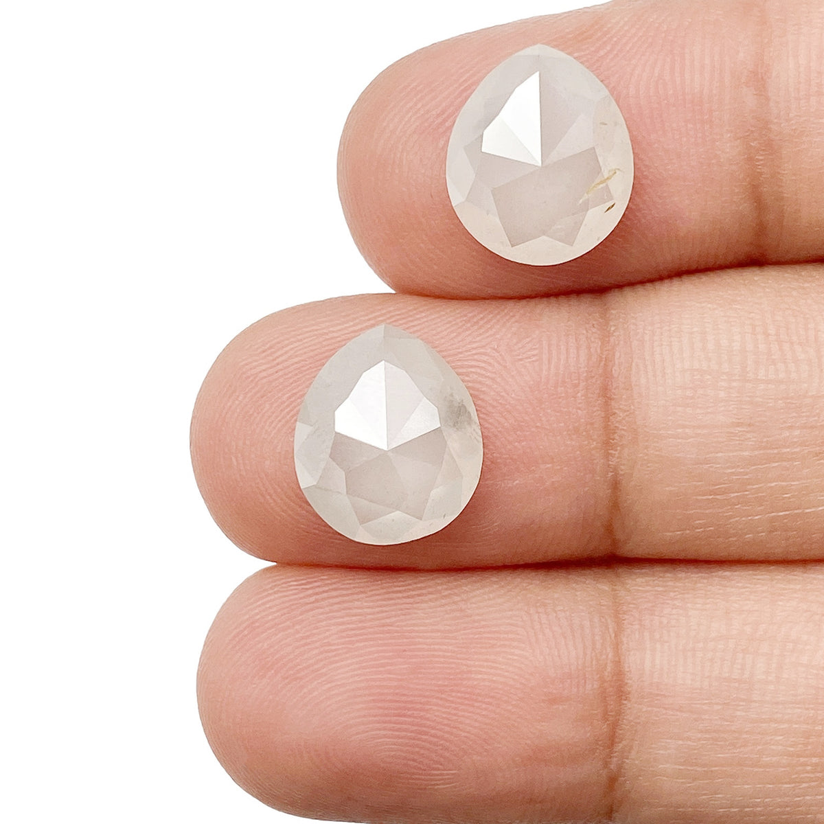 6.37cttw | Salt & Pepper Pear Shape Rose Cut Diamond Matched Pair - Modern Rustic Diamond
