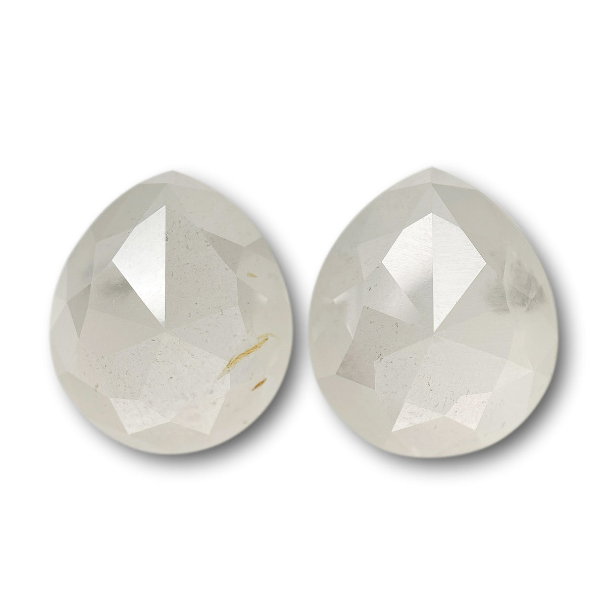 6.37cttw | Salt & Pepper Pear Shape Rose Cut Diamond Matched Pair - Modern Rustic Diamond