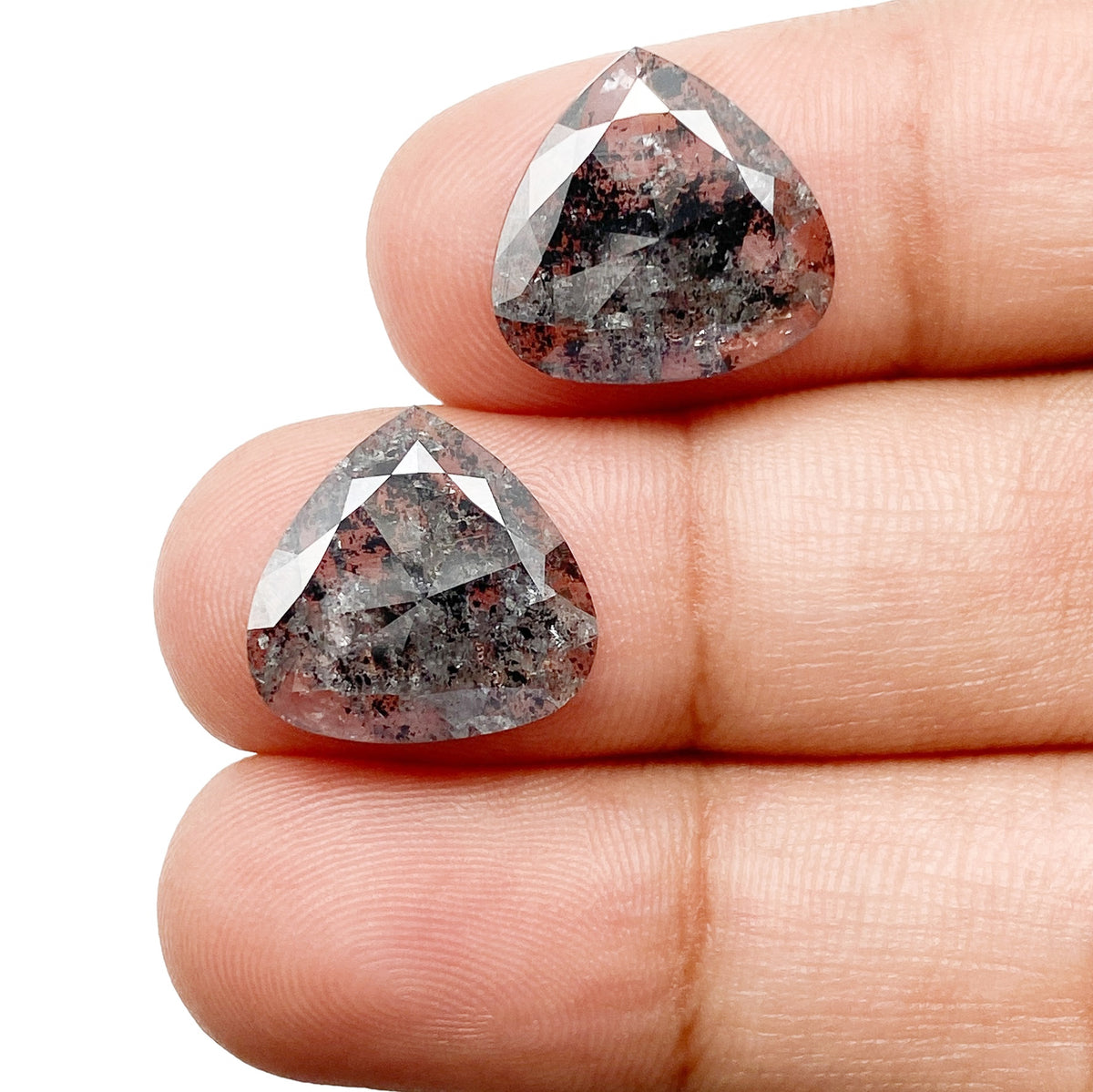 6.43cttw | Rustic Pear Shape Rose Cut Diamond Matched Pair - Modern Rustic Diamond