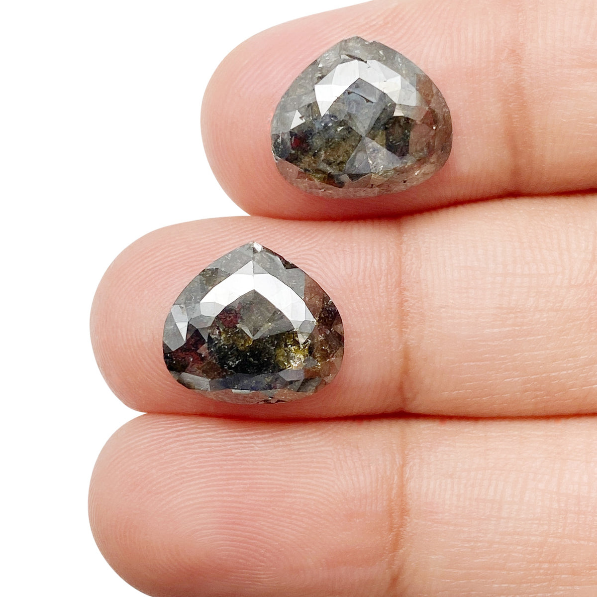 6.44cttw | Rustic  Pear Shape Brilliant Cut Diamond Matched Pair - Modern Rustic Diamond