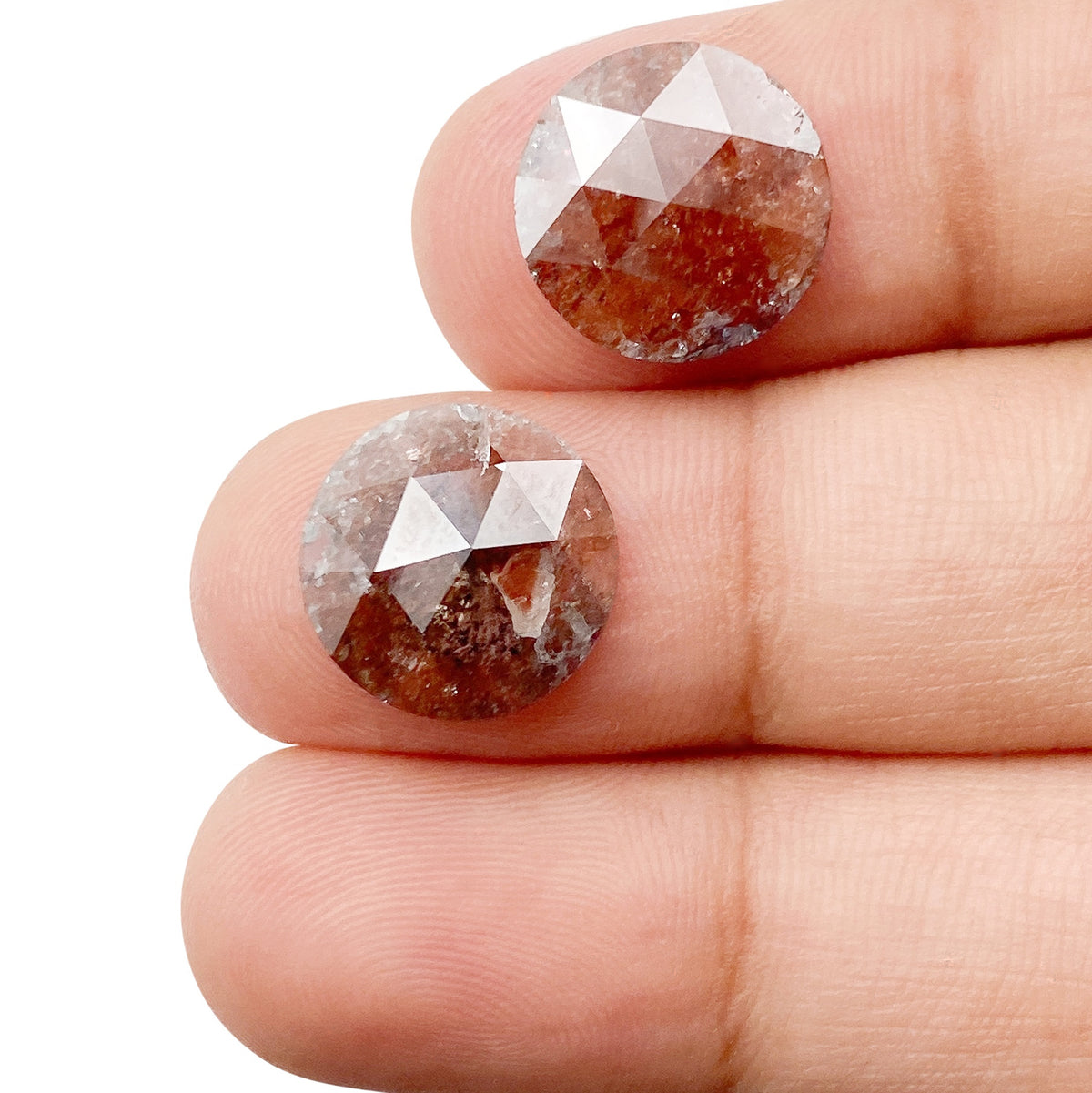 6.51cttw | Rustic Round Shape Rose Cut Diamond Matched Pair - Modern Rustic Diamond