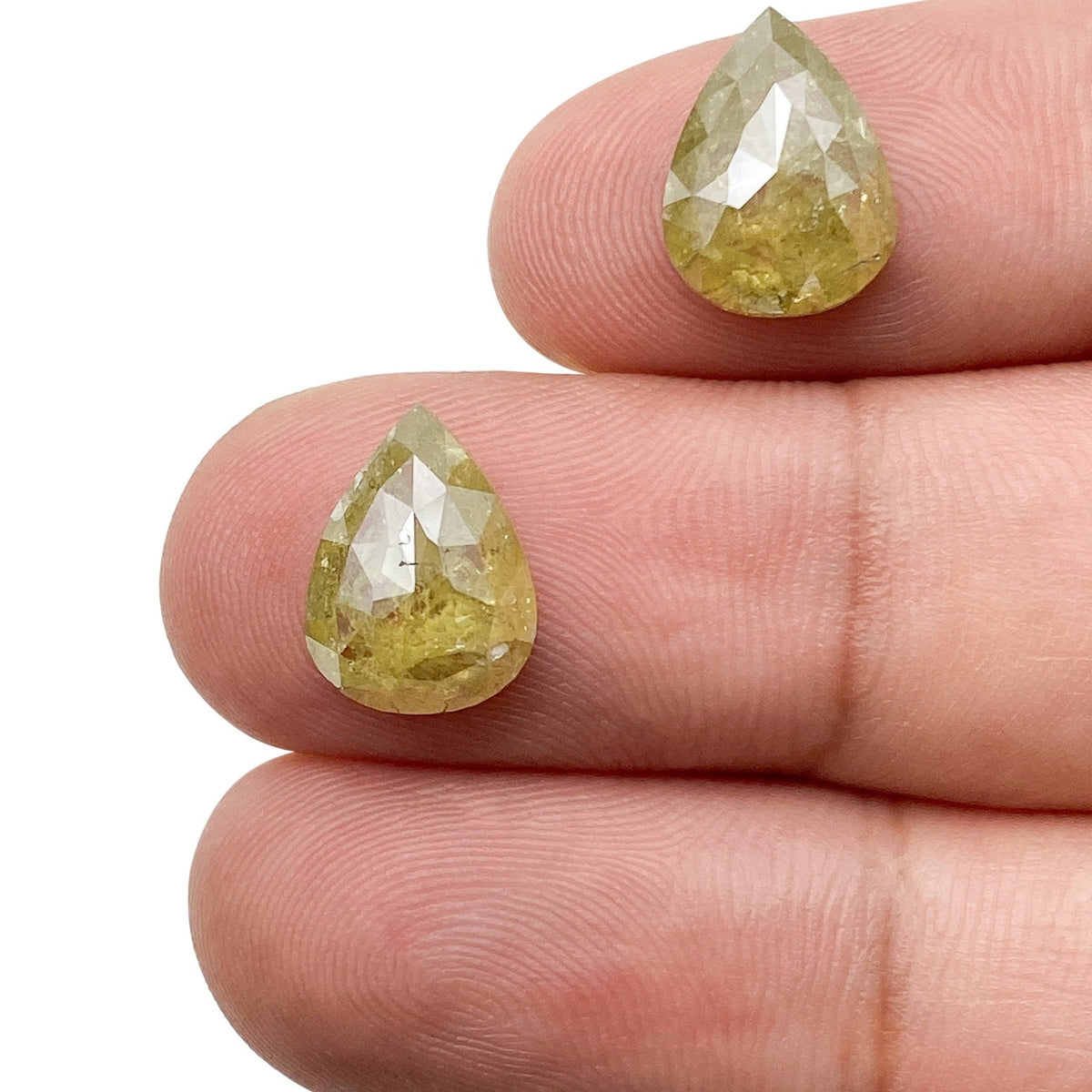 6.73cttw | Salt & Pepper Pear Shape Rose Cut Diamond Matched Pair - Modern Rustic Diamond
