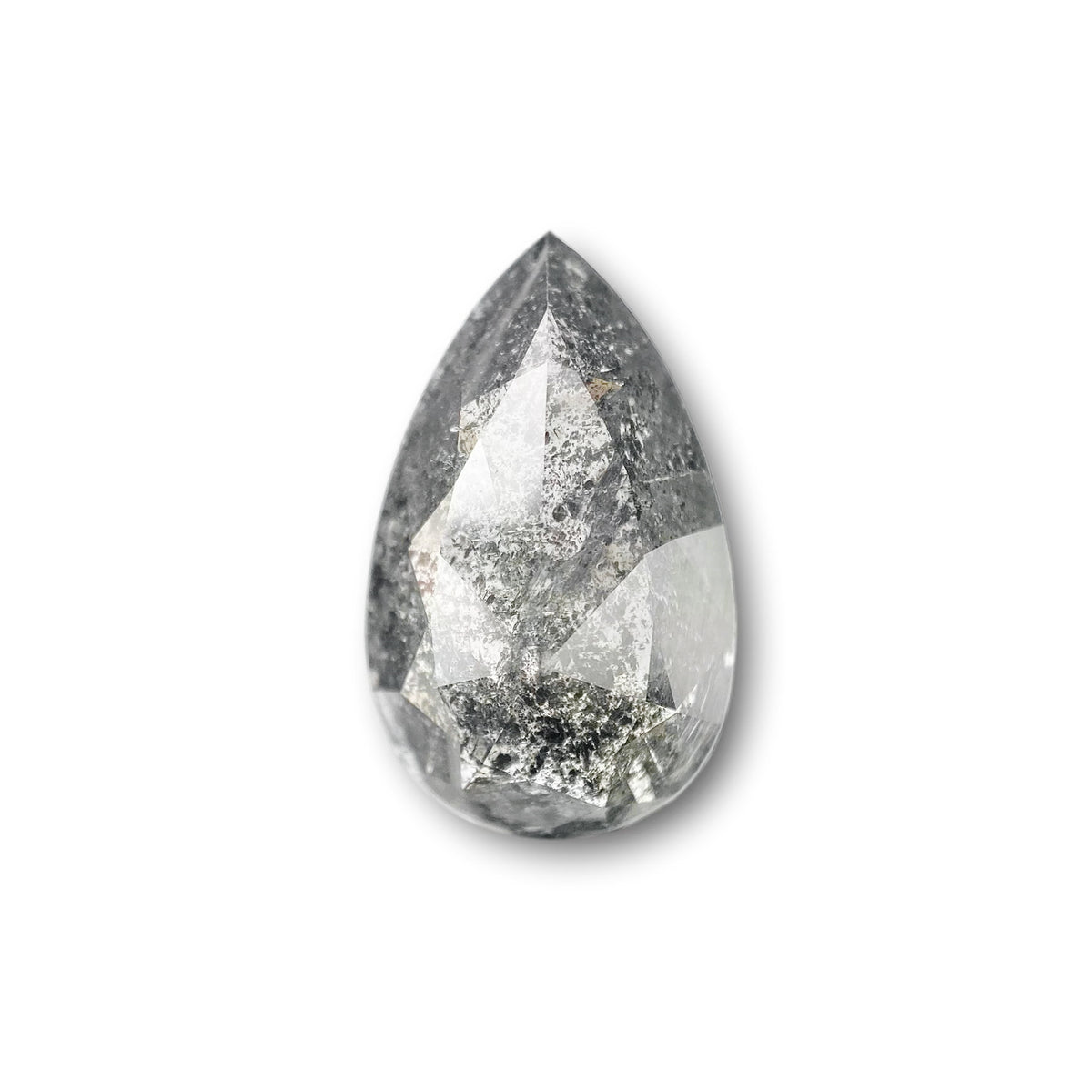 6.78ct | Salt & Pepper Pear Shape Brilliant Cut Diamond - Modern Rustic Diamond