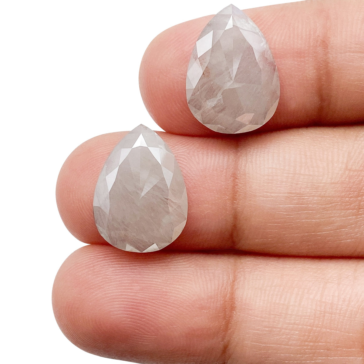 6.84cttw | Salt & Pepper Pear Shape Rose Cut Diamond Matched Pair - Modern Rustic Diamond