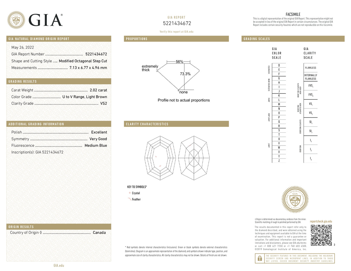 2.02ct | U-V/VS2 Octagonal Shape Step Cut Diamond (GIA) - Modern Rustic Diamond