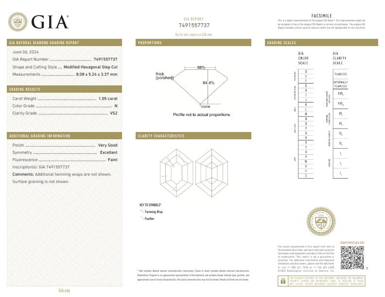1.05ct | N/VS2 Hexagon Shape Step Cut Diamond (GIA) - Modern Rustic Diamond