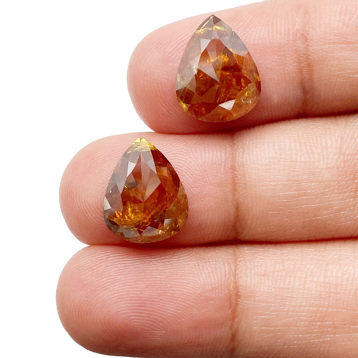 7.05cttw | Salt & Pepper Pear Shape Rose Cut Diamond Matched Pair - Modern Rustic Diamond